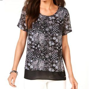 NWT Michael by MK Flyaway Paisley black white gray